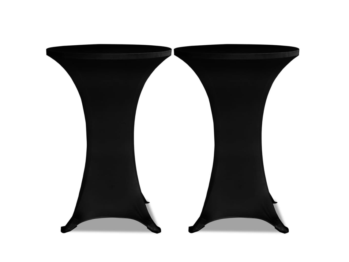 Maison Exclusive - 2 Manteles Negros Ajustados Para Mesa De Pie - 80 Cm Diámetro