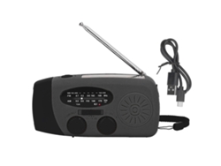Radio portátil solar de manivela con LED, FM, AM, WB y USB para emergencias y prevención de desastres