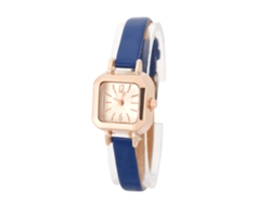 Reloj De Pulsera Analógico De Cuarzo Para Mujer Con Correa De Poliuretano, Elegante Estilo Azul Oscuro.