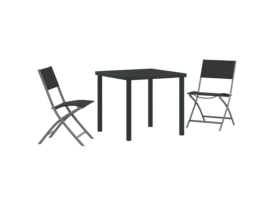 Maison Exclusive - Conjunto De Comedor De Jardín 3 Pcs Negro