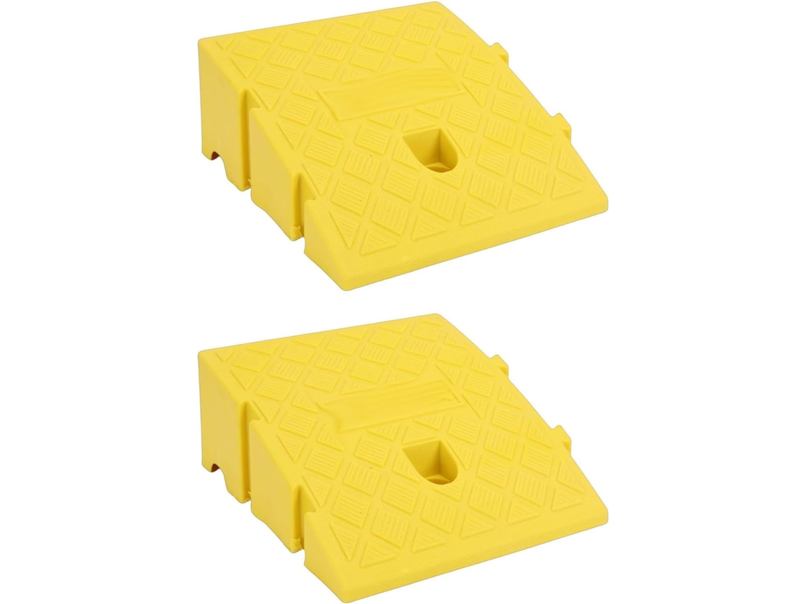 Rampa Portátil Y Duradera Para Coches, Ideal Para Entradas De Vehículos, Garajes Y Aparcamientos (juego De 2) - Amarilla