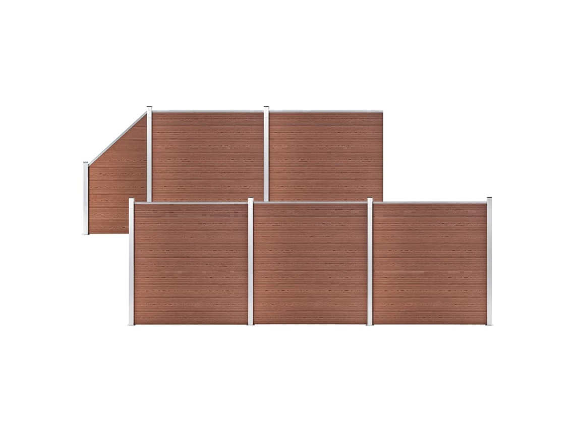 vidaXL Set de valla 5 cuadradas + 1 oblicua WPC marrón 965x186 cm