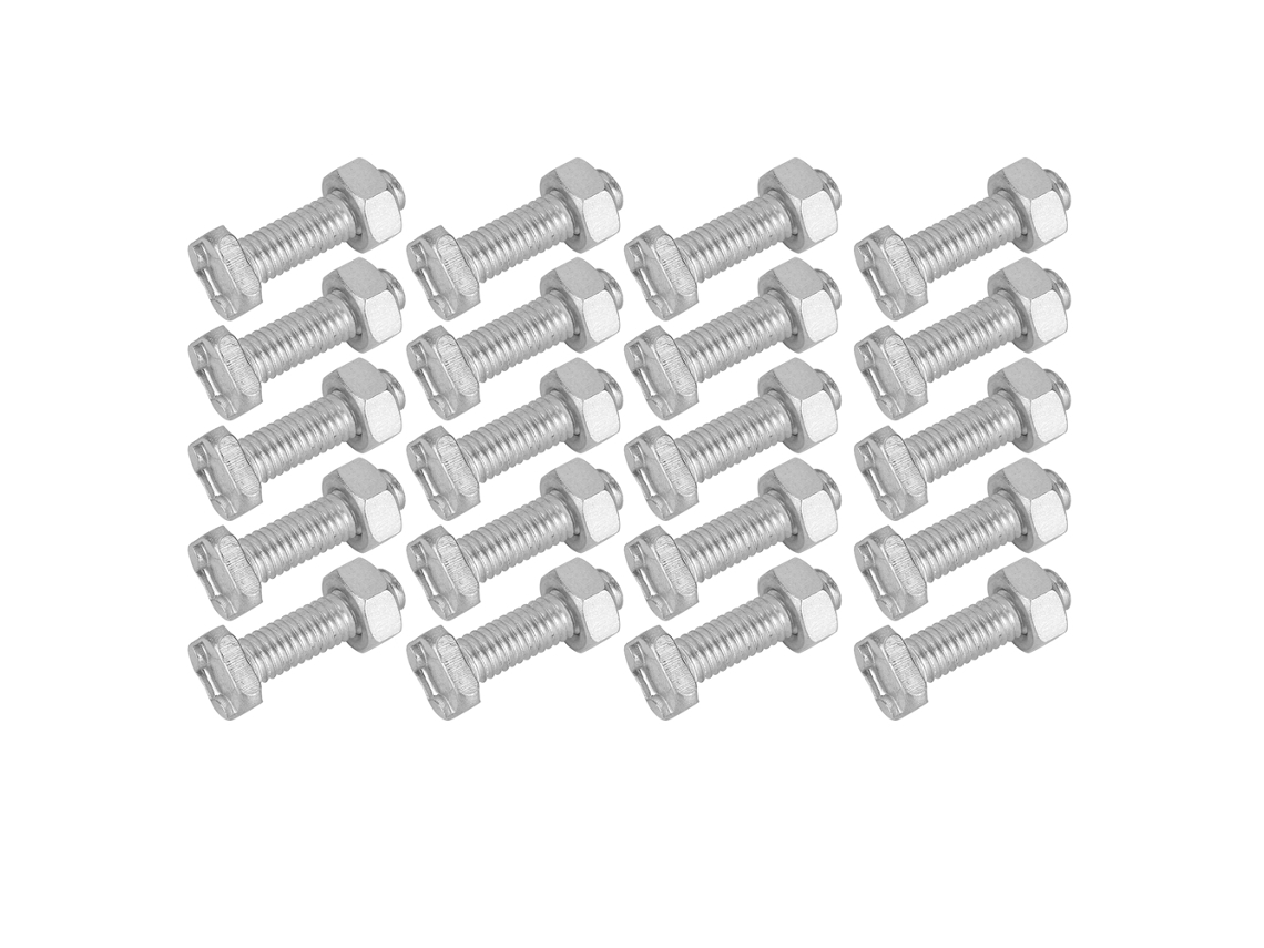 Juego de 20 tornillos M6x22 y tuercas de aluminio de 22 mm para invernadero