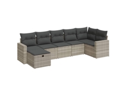 Conjunto de 7 sofás de jardín con cojines, mimbre, gris claro, MAISON EXCLUSIVE (7 piezas)
