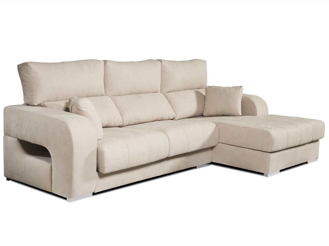 Chaiselongue Diamante de Tela Derecha Color Beige 3 plazas 284x160x102