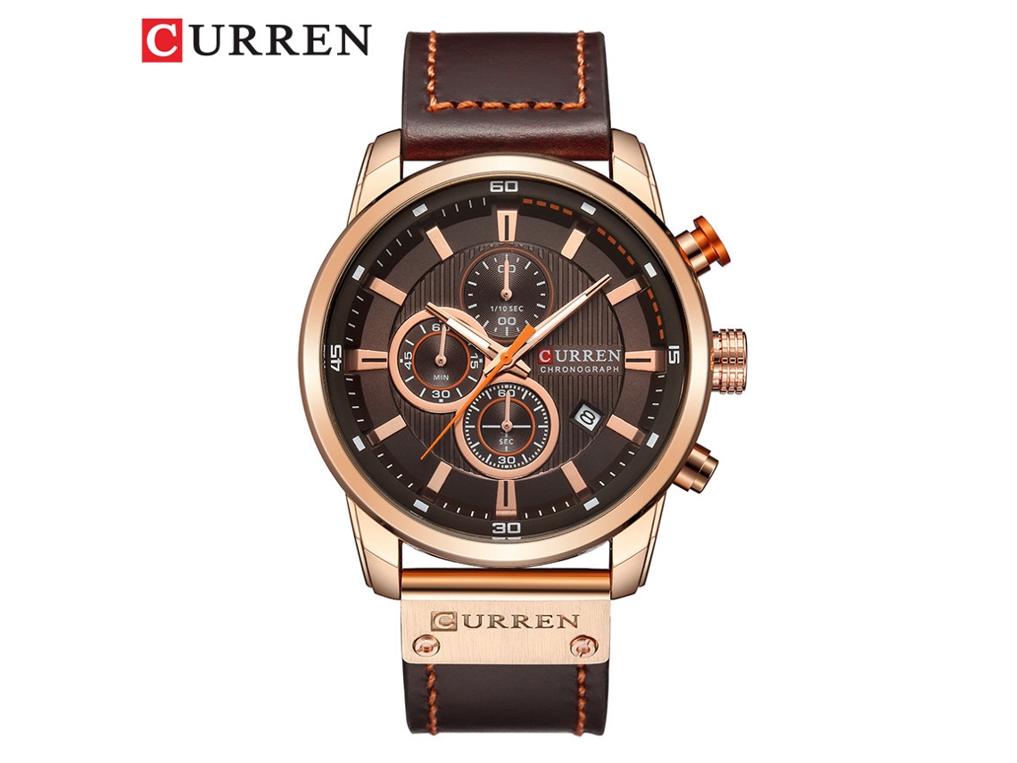 Reloj De Cuarzo Con Calendario Resistente Al Agua (color Rosa Café), Reloj De Negocios Redondo Con Tres Subesferas Para Hombre (color Rosa Café).