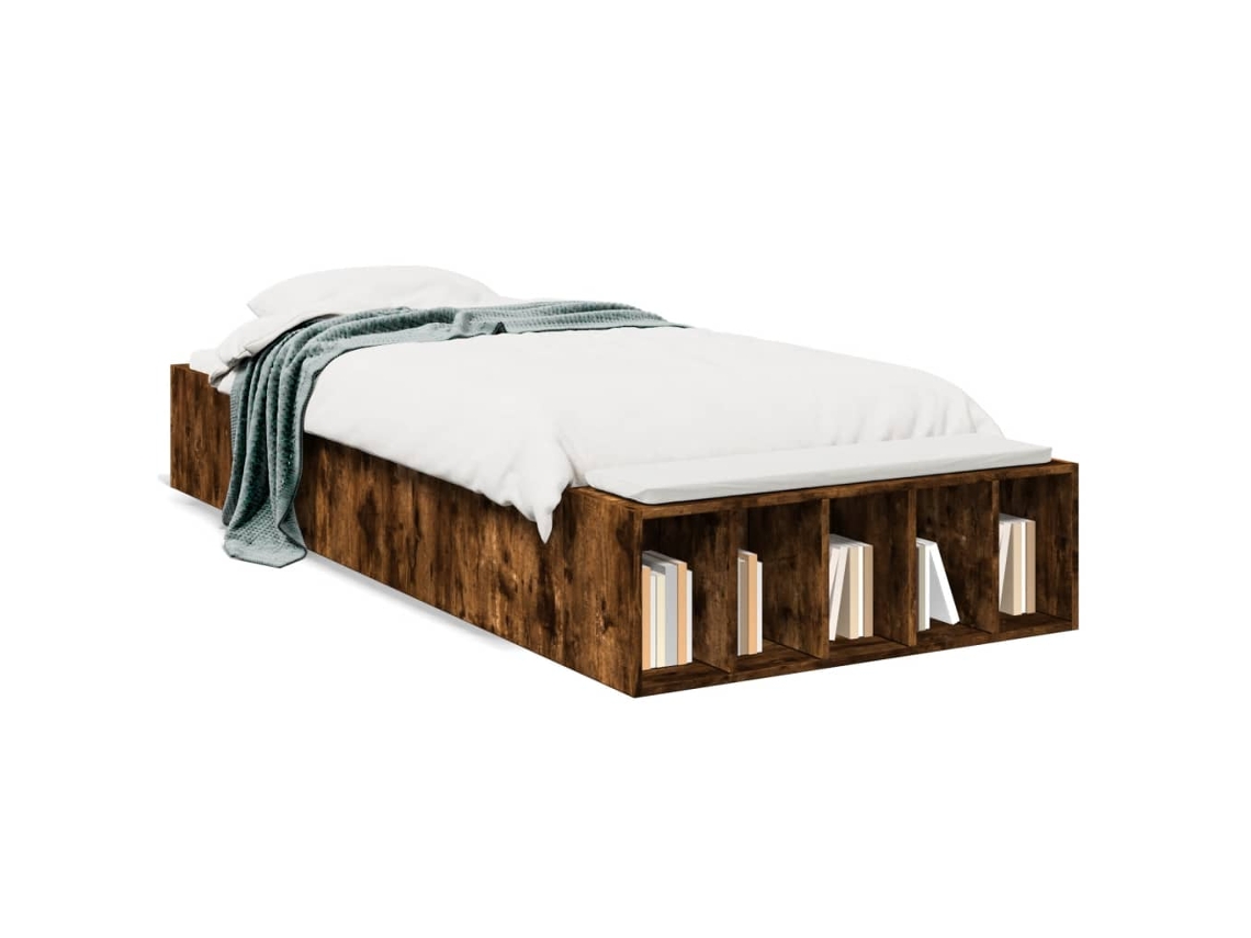 Maison Exclusive - Estructura De Cama Madera De Ingeniería Roble Ahumado 90x200 Cm