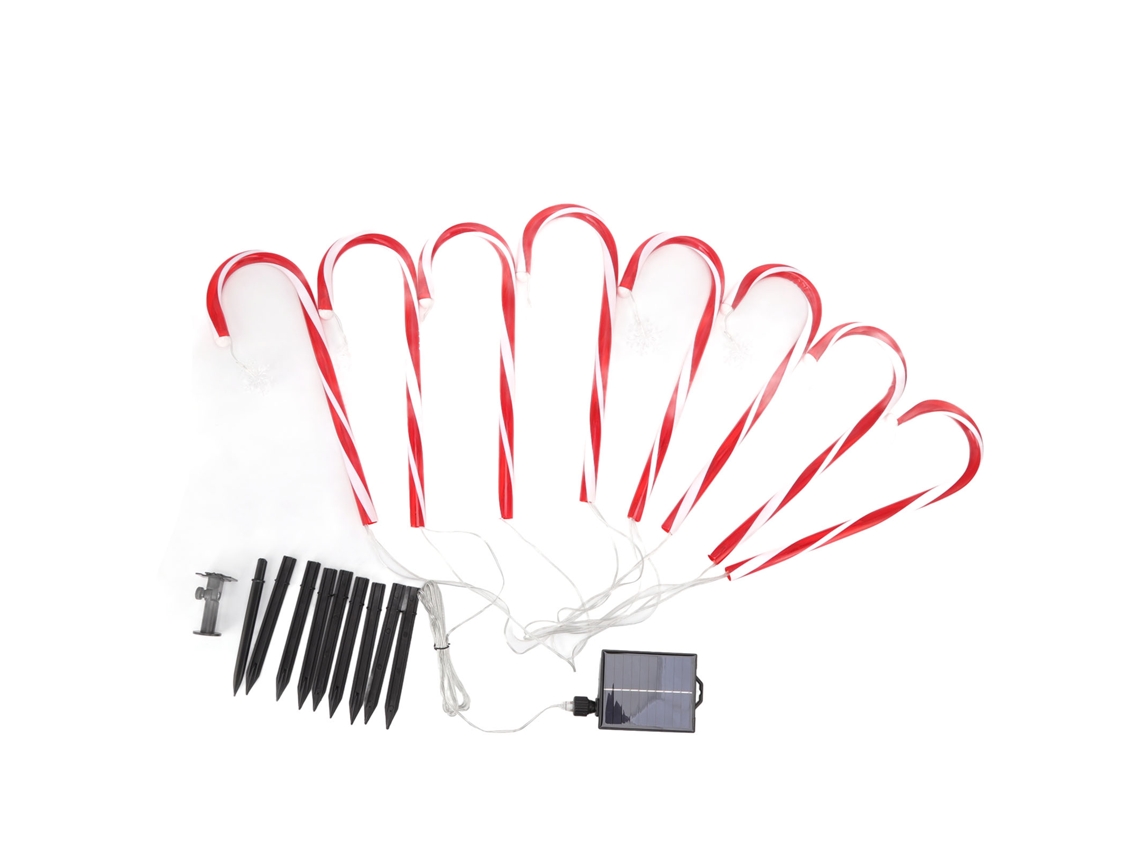 Luz navideña con forma de bala de 1 x 8 luces solares para caminos, decoración navideña para exteriores