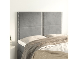 Cabeceros 4 Unidades Terciopelo Gris Claro 72x5x78/88 Cm