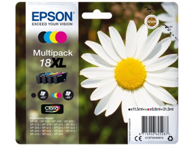 Pack ahorro cartuchos de tinta original EPSON, 18XL, Margarita, C13T18164510, T1816