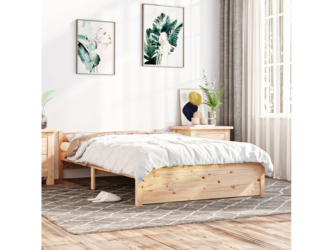 Maison Exclusive Estructura de cama doble pequeña madera maciza blanca  120x190cm
