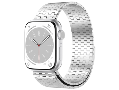 Correa de reloj inteligente para Apple Watch de 38 mm con hebilla magnética de metal de acero inoxidable (plateada)