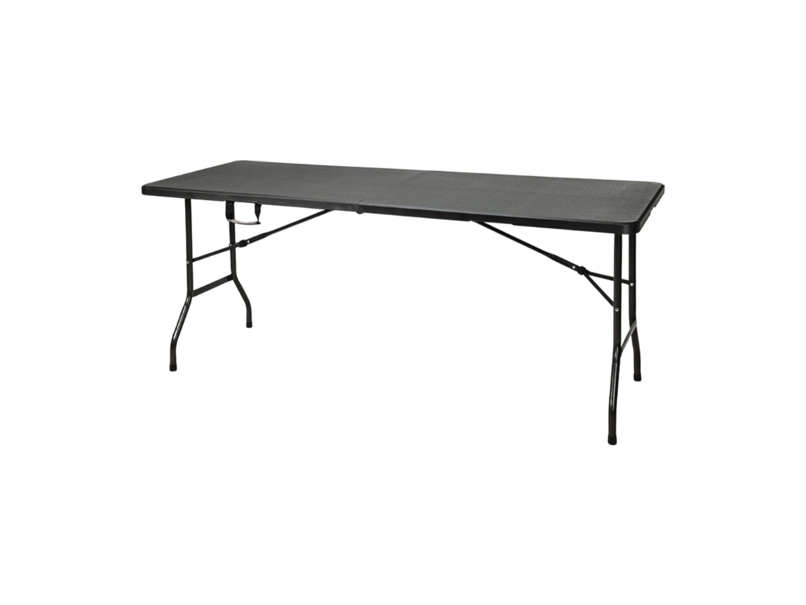 Mesa plegable negra Well Home con mecanismo de bloqueo automático 180x70x74cm Wellhome