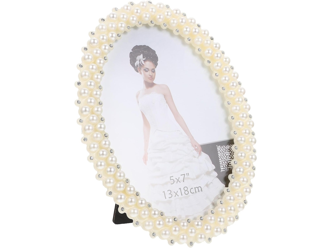 Marco de fotos blanco perlado de 18 pulgadas, decorativo, elegante, ideal para fiestas, ovalado, cm, mesa, hogar, GOKOCO