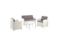 Tresillo arena blanco 4 piezas 8 cojines conjunto