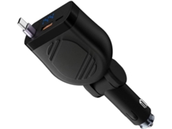 Adaptador De Carga Portátil Retráctil Para Coche - 120w - Usb C Rápido - Incluye Cable Para Teléfono
