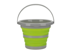 Cubo Plegable De Silicona Y Plástico Verde Con Asa Portátil Y Ranuras Antideslizantes, 5 Litros.
