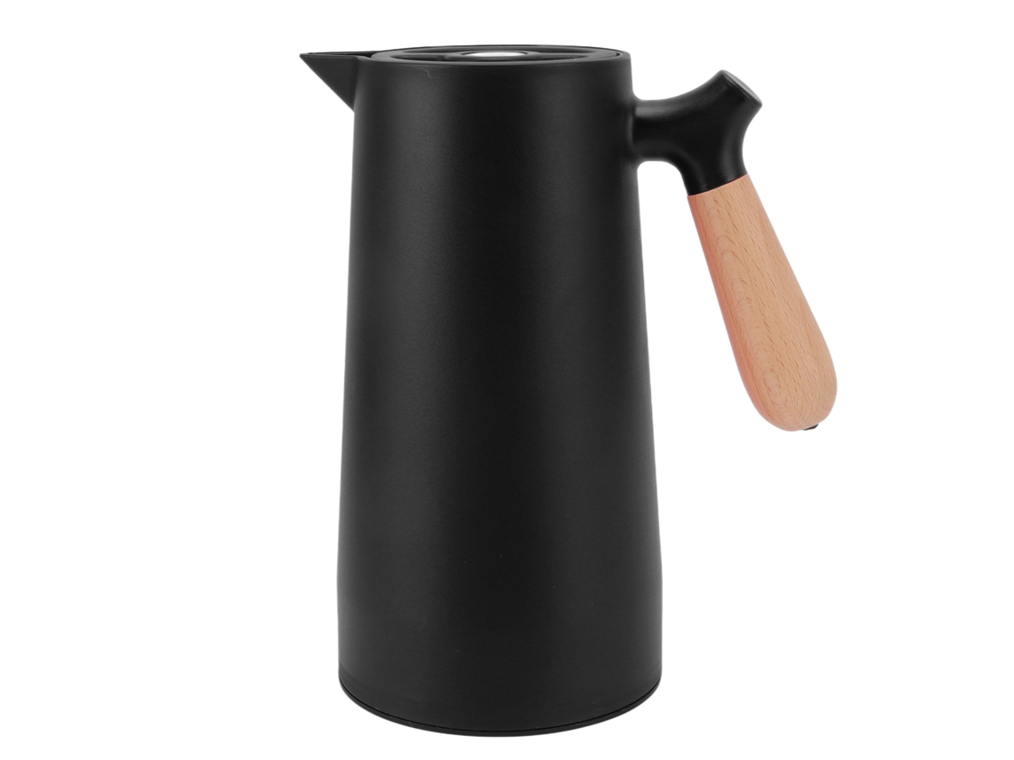 Jarra térmica de café de 1 l con aislamiento de 12 h, boca de águila y mango de madera negro