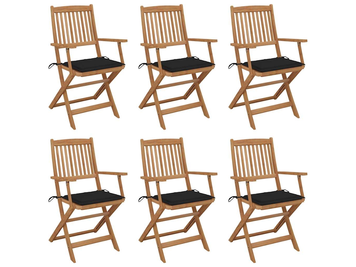 Sillas de jardín plegables de 6 piezas con cojines DKD Home Decor