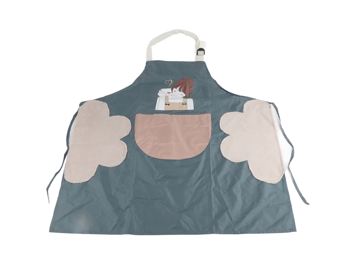 Cosméticos impermeables Kkml-delantal para cocina, repostería y barbacoa con bolsillo y estampado Pretty Girl gris