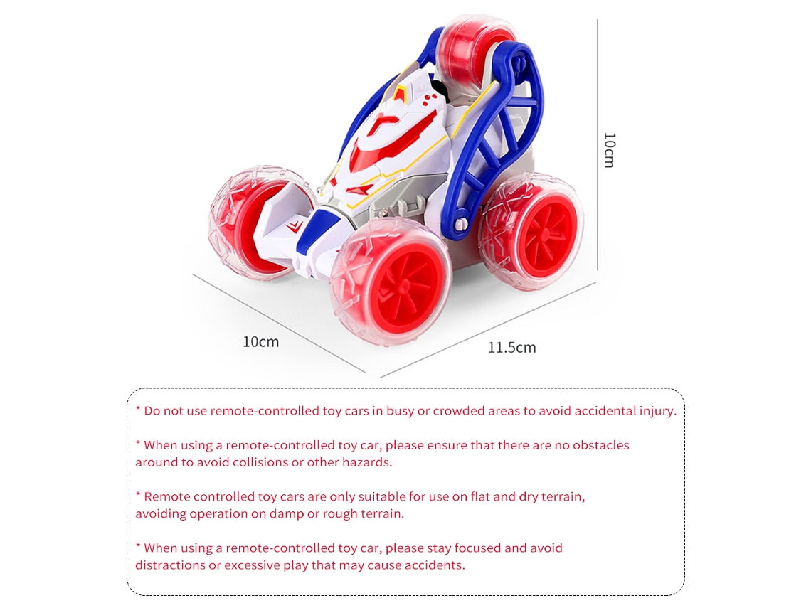 Coche Teledirigido Stunt De 2,4 Ghz Con Luces Y Música, Recargable, Para Niños Y Niñas, Color Rojo.