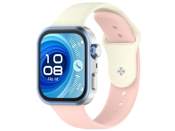 Bracelete Para Huawei Watch Fit 4 / Fit 4 Pro / Fit 3 - Silicone - Fecho Invertido Branco Retrô E Rosa Claro