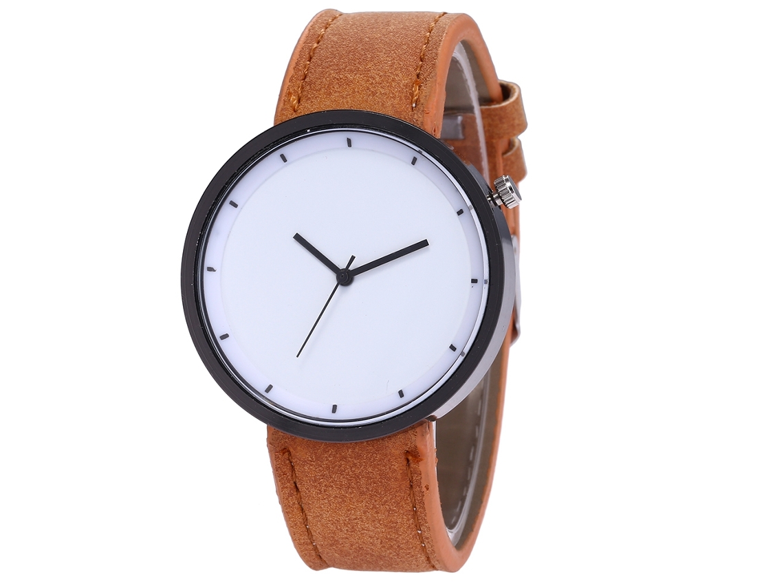 Reloj De Cuarzo Para Hombre Con Correa De Piel Sintética, Resistente Al Agua, Estilo Casual (marrón Claro)