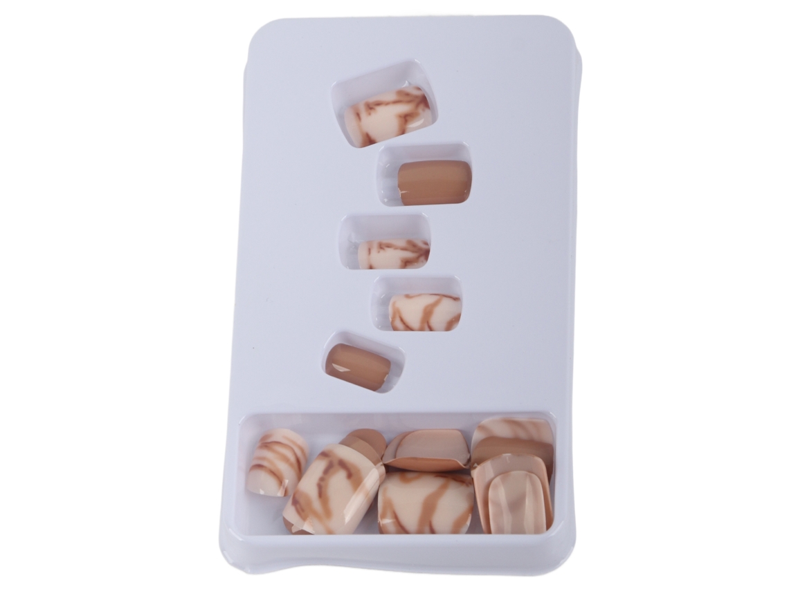 Uñas postizas Rebe-24 para mujer, cobertura total adhesiva, puntas de uñas artificiales, herramienta de manicura