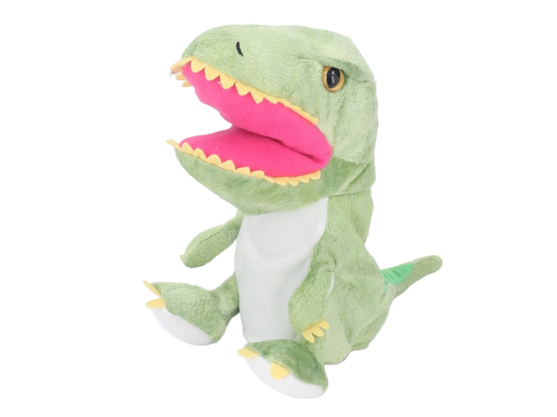 BJ-11.8 pulgadas Peluche de dinosaurio de mano con boca suave y móvil para niños y adultos - Verde