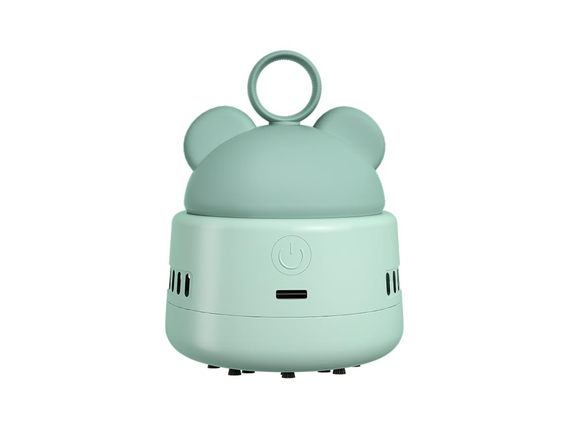 Mini aspirador de pó de mesa com carregamento USB, escova de limpeza e anel de cabeça em formato de urso para fácil manuseio. Aspirador .