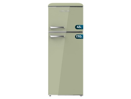 Frigorífico 2 Puertas Retro de 215 L Bolero CoolMarket 2D Origin 215 Green E Altura 148,2 cm y 55,2 cm de Ancho LED Tirador Cromado Bandejas Crista...