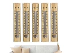 Juego de 5 termómetros de pared Pologmase, ambiente, madera para cocina, termómetros para invernadero, GOKOCO