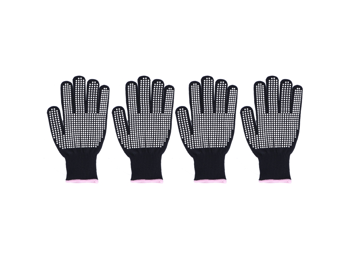 4 Guantes Resistentes Al Calor Y Antiquemaduras Con Puntos De Silicona Para Cocina, Horno Y Barbacoa. Borde Blanco Y Rosa.