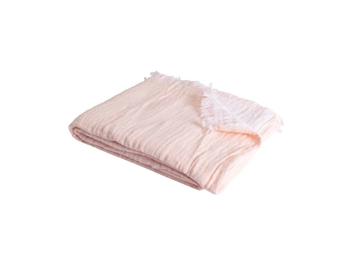 Manta Plaid 100% Algodón Rosa Palo Con Flecos 130x170cm Bitald