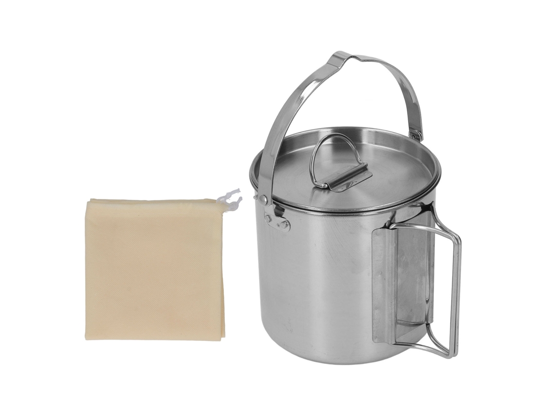 Hervidor de camping portátil de acero inoxidable de 1,2 L para exteriores.
