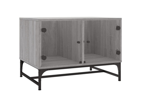 Mesa de centro con puertas de vidrio gris Sonoma VIDAXL (68,5x50x50 cm)