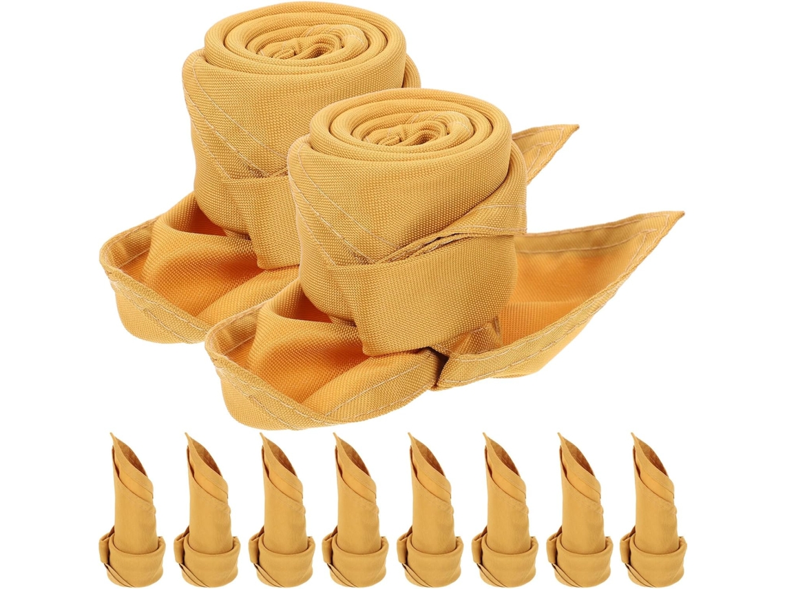 Juego De 10 Servilletas De Boda De Poliéster Dorado De 40x40 Cm, Plegables Y Lavables A Máquina.