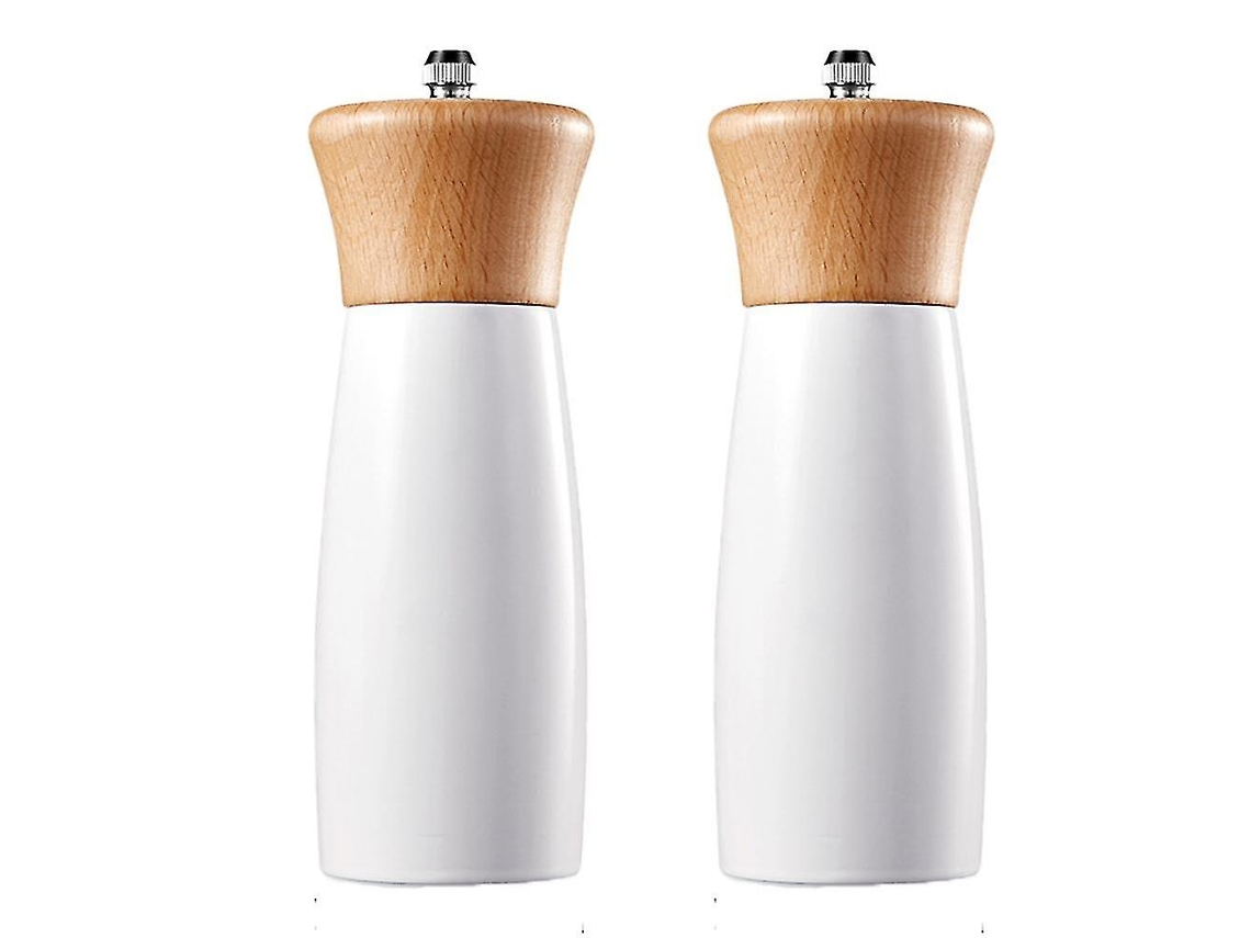 Set De Molinillos De Sal Y Pimienta De Madera, Elegante Faro Para Sal Marina Con Molino Cerámico Y Acero Inoxidable
