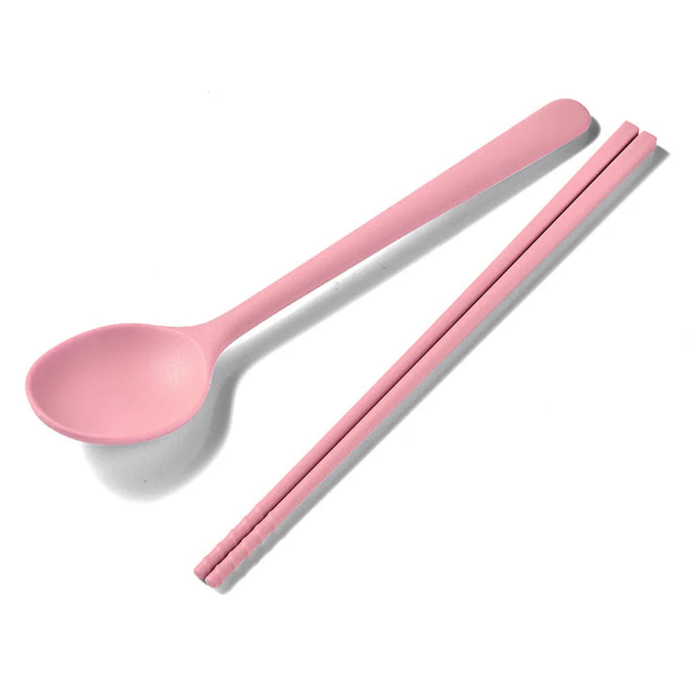 Juego de cubiertos de silicona Viewleaf de 2 piezas con palillos y cucharas para postre, té y café, color rosa