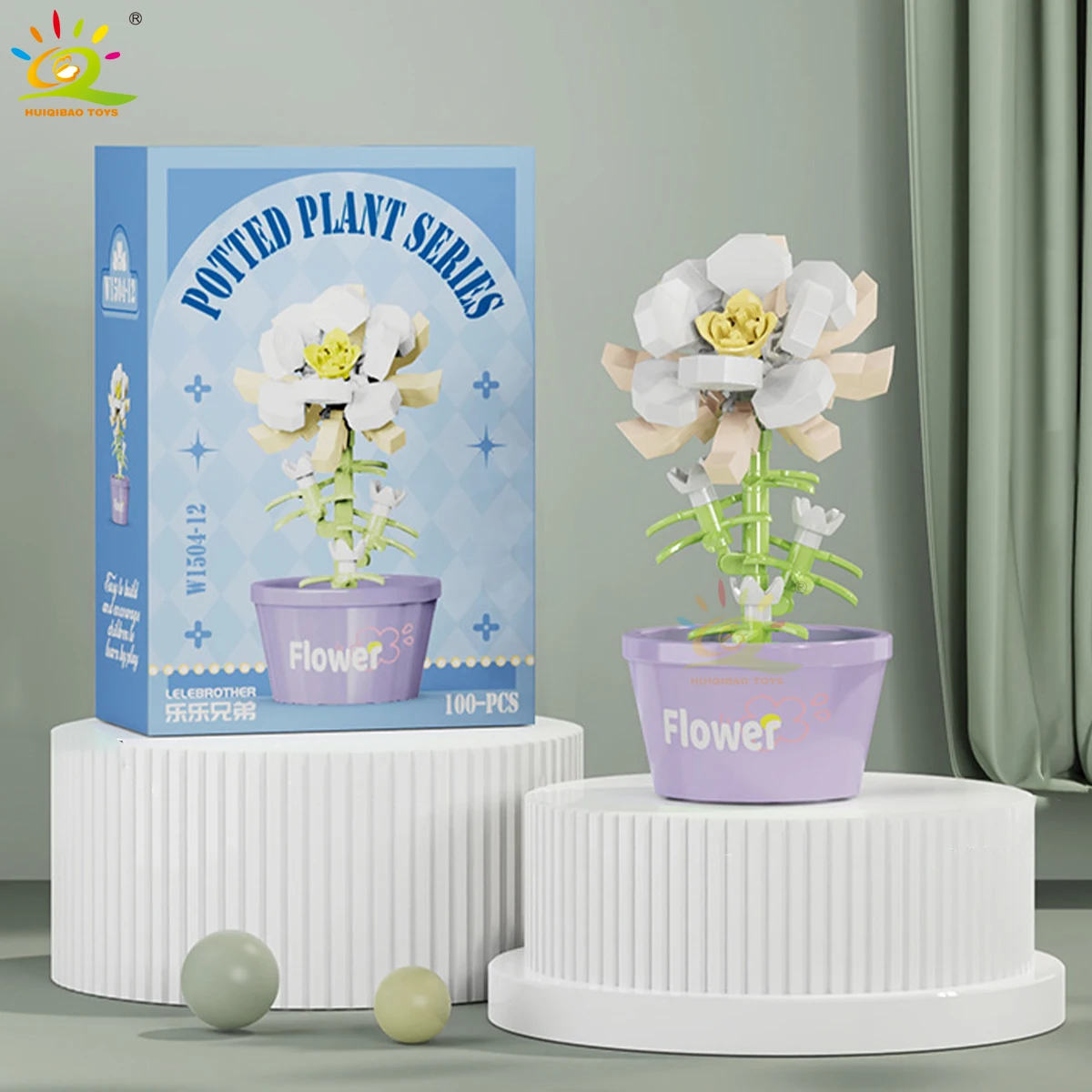Bloques De Montar Moc Con Vaso De Flores, Espacio Atemporal Para Decoración De Mesa O Casa.