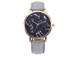 Reloj De Pareja Zhoulianfa Con Esfera De Mármol Negro Y Correa De Pu Gris.