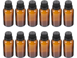 Juego De 12 Frascos De Vidrio Para Aceites Esenciales Con Tapas Perforadas, Ideales Para Viajes Y Almacenamiento De Líquidos.