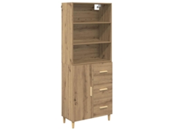 Aparador Alto | Aparador De Comedor | Armario De Cocina Con Cajón Roble Artesanal 69,5 X 32,5 X 180 Cm