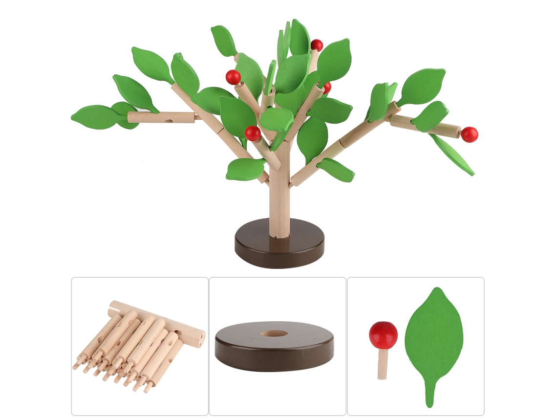 -set De Bloques De Madera Para Construir Árbol Puzzle 3d Juguete De Montaje Manual (hoja Verde)