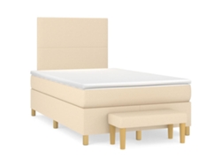 Maison Exclusive - Cama Box Spring Con Colchón Tela Color Crema 120x200 Cm