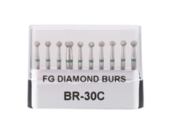 10 Brocas Dentales De Diamante De Acero Inoxidable Con Vástago Redondo De 1,6 Mm Br-30c, 450000 Rpm.