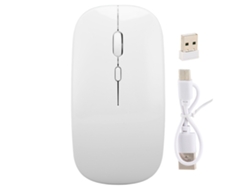 Ratón inalámbrico USB recargable y silencioso para trabajar, estudiar y disfrutar del tiempo libre - Blanco