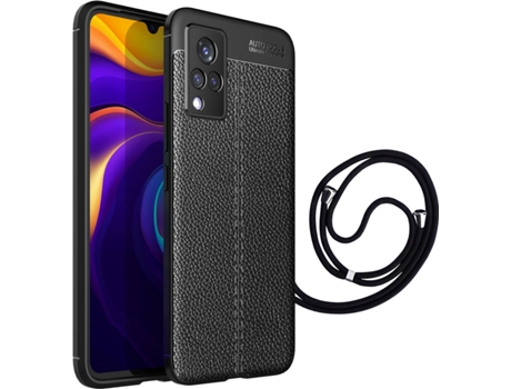 Funda Vivo V21 5G Rugged Leather con Cordon Negro