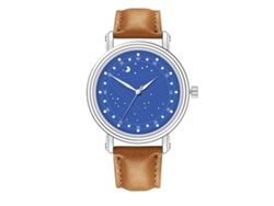 Reloj De Pulsera De Moda Para Hombre Con Correa De Pu, Esfera Redonda Y Movimiento De Cuarzo Analógico (marrón Claro Y Azul).