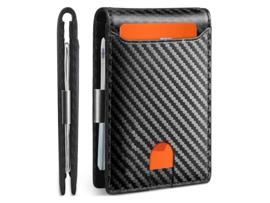 Tarjetero para hombre con protección RFID, diseño delgado y minimalista, con clip para billetes, fibra de carbono Panoona